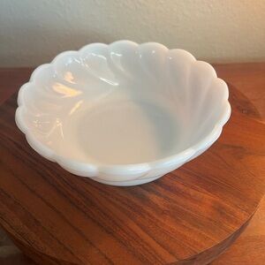 White Scalloped Milk Glass Serving Bowl - Classic Home Dining